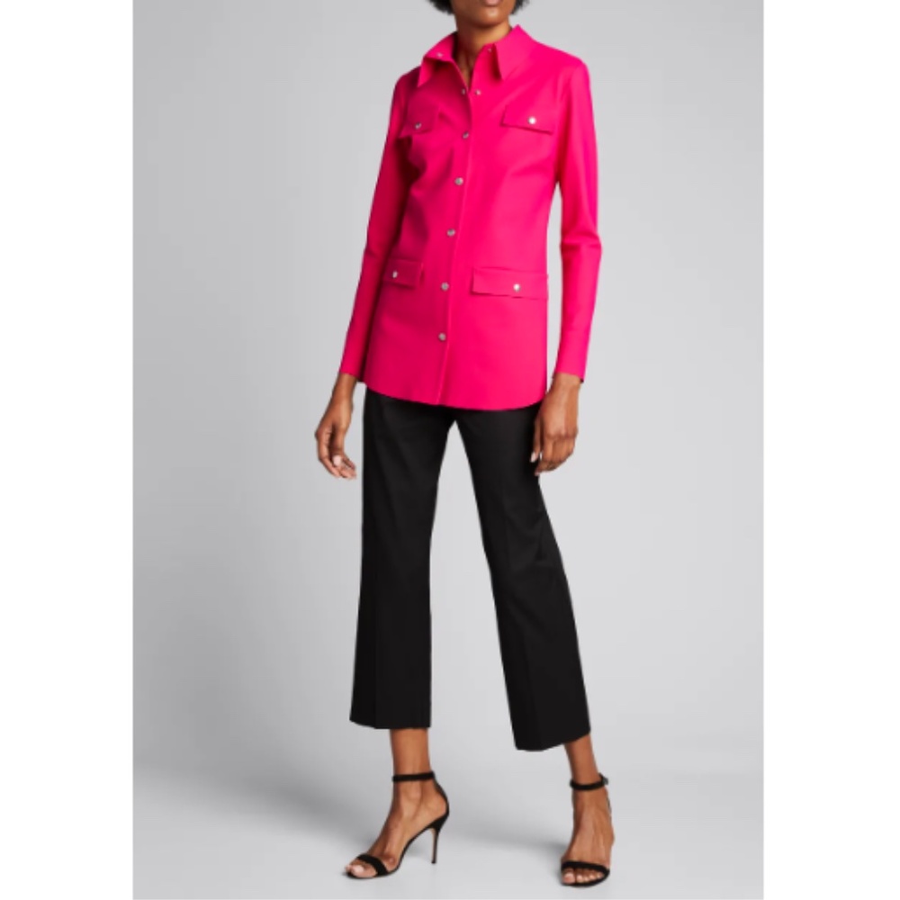 Chiara Boni La Petite Robe Pink 'Feel' Button-Front Shirt Jacket sz 46 NWT
